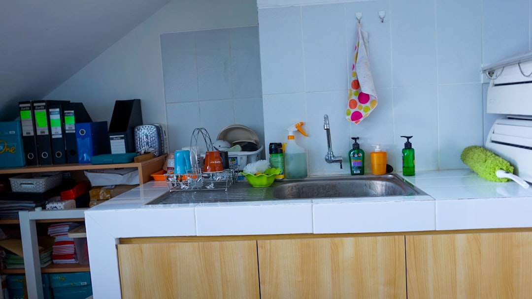 Small kitchen counter and sink area illustrating clearance and drainage considerations for compact appliances